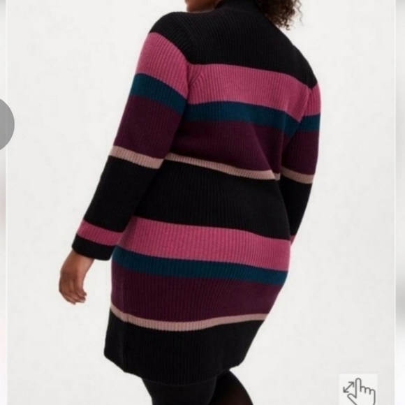 🍁🍂NWOT TORRID 2 Multicolor Stripe Mock Neck Sweater Dress - Picture 2 of 5